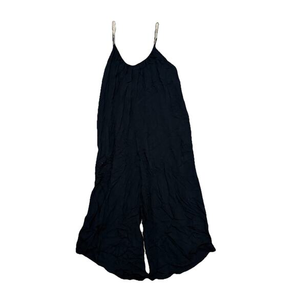 Hunter + Brown NWT Wide Leg Jumpsuit Romper Sz Small Black Casual Playsuit Crop - Picture 2 of 4